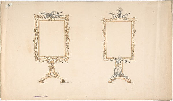 Designs for Two Mirror Frames Supported on Footed Pedestals wi,  Poster Print Wall Art