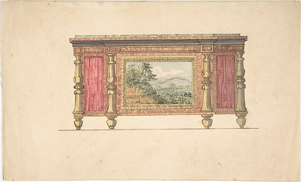 Design for Sideboard with Inset Landscape early 19th cent-Anon,  Poster Print Wall Art