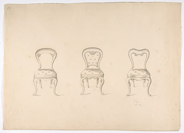 Design for Three Chairs early 19th cent-Anonymous, British, 19,16x12