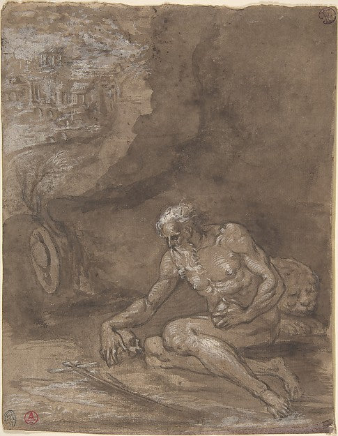 Saint Jerome Praying in a Landscape. 1550–60-Attributed to Nic,  Poster Print Wall Art