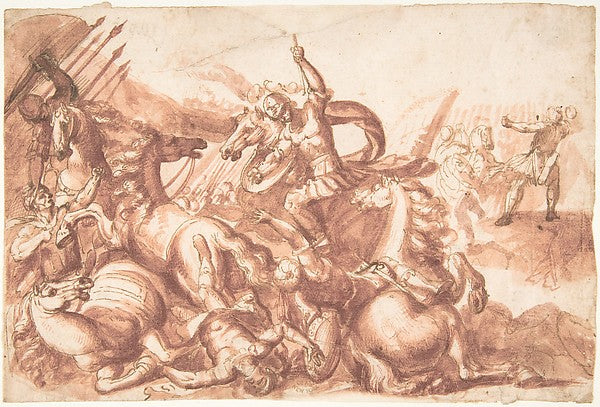 Battle Scene 1624–63-Francesco Allegrini  1615/20–after 1679 G,  Poster Print Wall Art
