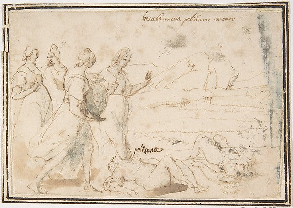 The Death of Polyxena 1624–63-attributed to Francesco Allegrin,  Poster Print Wall Art