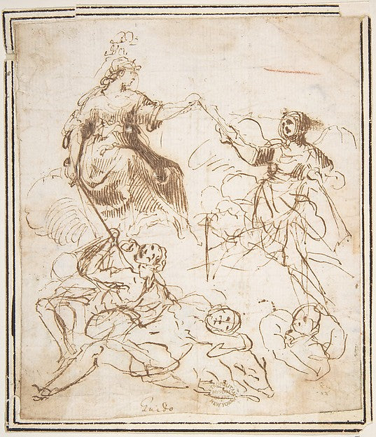 Group of Five Allegorical Figures 1624–63-attributed to France,  Poster Print Wall Art