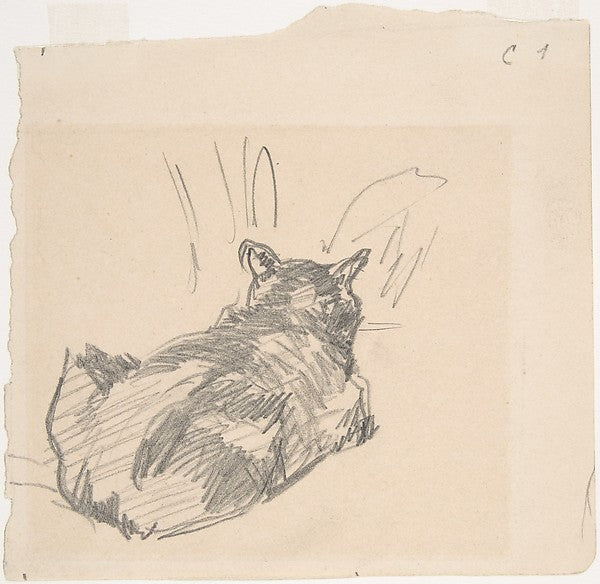 A Cat Resting on All Fours  Seen from Behind 1861-Édouard Mane,16x12"(A3) Poster