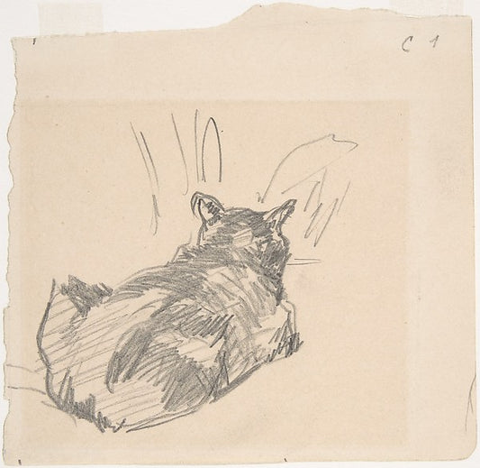 A Cat Resting on All Fours  Seen from Behind 1861-Édouard Mane,16x12"(A3) Poster