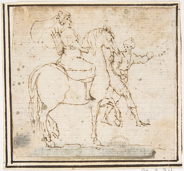 Man on Horseback with Attendant 1624–63-attributed to Francesc,  Poster Print Wall Art