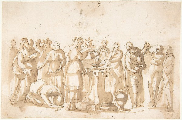 Scene of Sacrifice 1624–63-attributed to Francesco Allegrini ,  Poster Print Wall Art