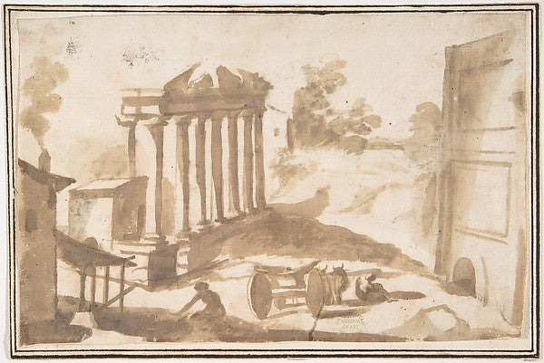 Landscape with a Ruined Temple 1624–63-attributed to Francesco,  Poster Print Wall Art