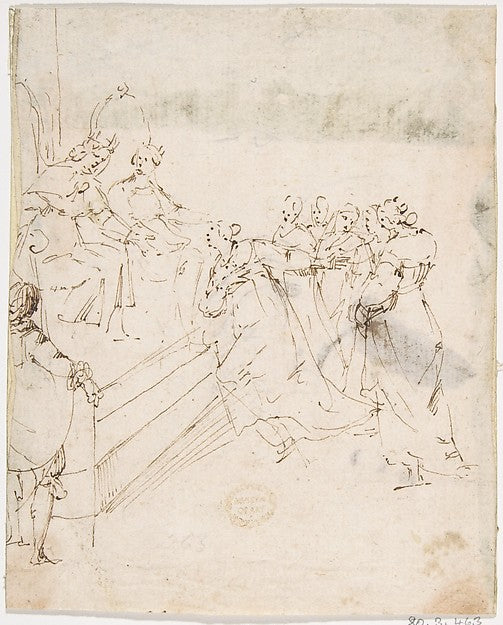 Supplicants before an Enthroned King and Queen 1624–63-attribu,  Poster Print Wall Art