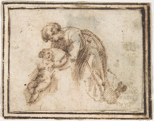 Mother and Child 1624–63-attributed to Francesco Allegrini  16,  Poster Print Wall Art