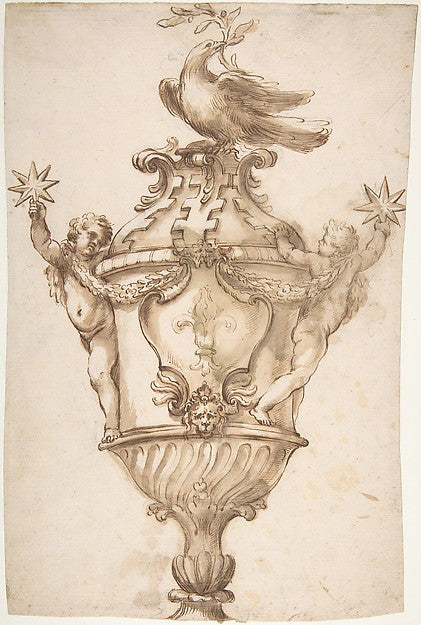 Design for a Covered Vase with the Arms of the Aldobrandini an,  Poster Print Wall Art