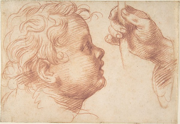 Studies of a Head and a Hand 1510-Andrea del Sarto ,16x12"(A3) Poster
