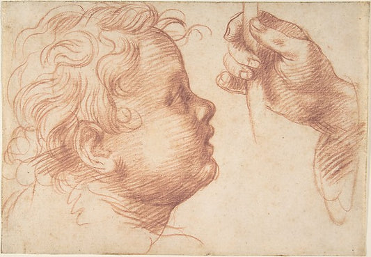 Studies of a Head and a Hand 1510-Andrea del Sarto ,16x12"(A3) Poster