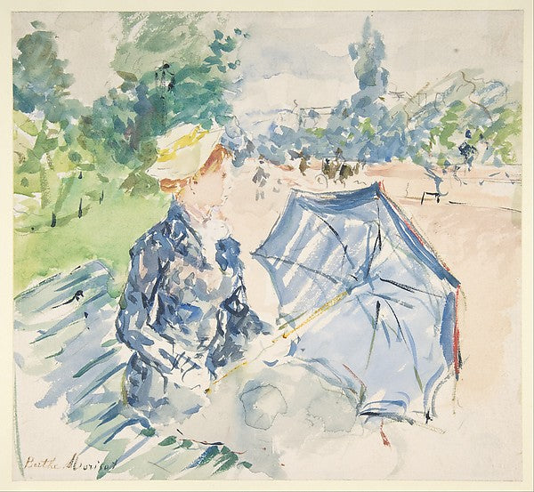 A Woman Seated at a Bench on the Avenue du Bois 1885-Berthe Mo,  Poster Print Wall Art