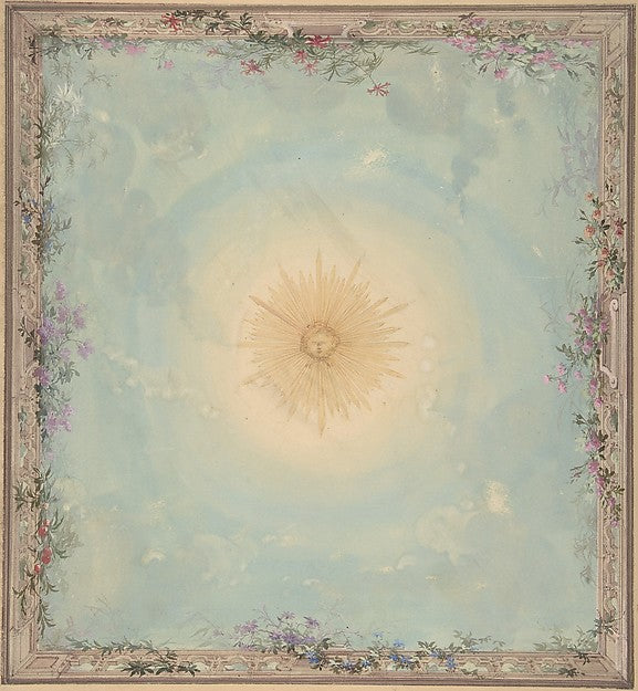 Designs for Ceilings with Central Sunburst 19th cent-Charles M,  Poster Print Wall Art