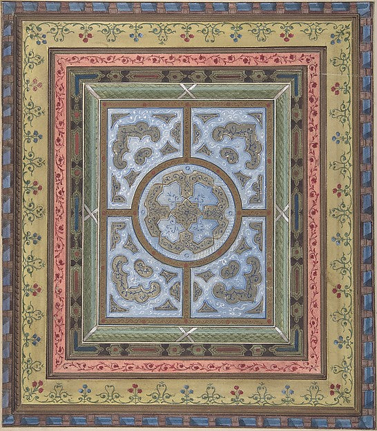 Design for Ceiling with Plant and Arabesque Decoration 19th ce,  Poster Print