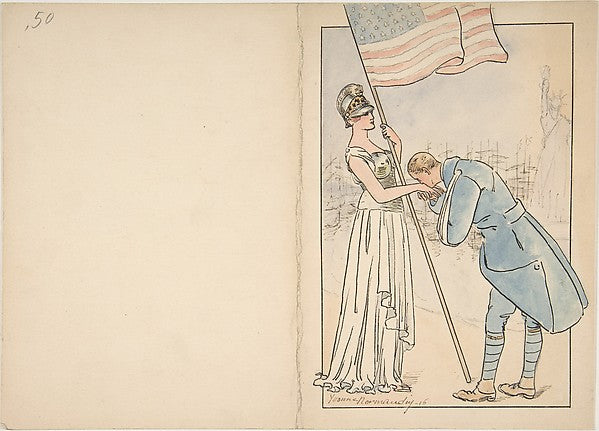 French Soldier Kissing the Hand of America c1918-Yvonne Norman,  Poster Print