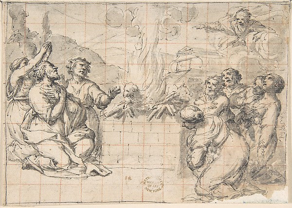 Sacrifice of Noah 1622–1703-Attributed to Lazzaro Baldi,  Poster Print Wall Art