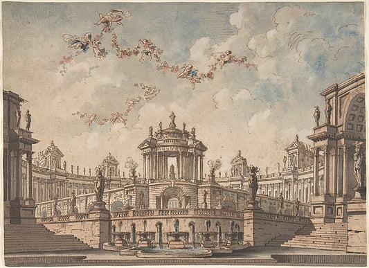 Design for a Stage Set: Semi-Circular Colonnaded Building  a B,16x12"(A3) Poster