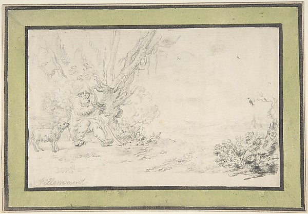 Landscape with Seated Shepherd and Dog n.d.-Attributed to Jean,  Poster Print