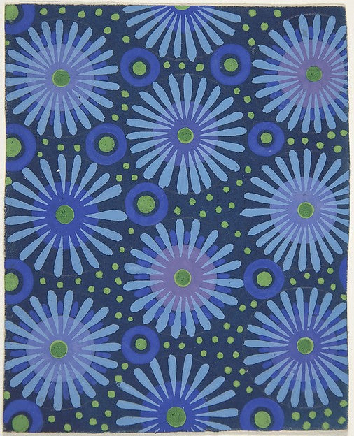 Fabric Design with Flowers  Circles  and Dots c1918–25-Attribu, Poster Print