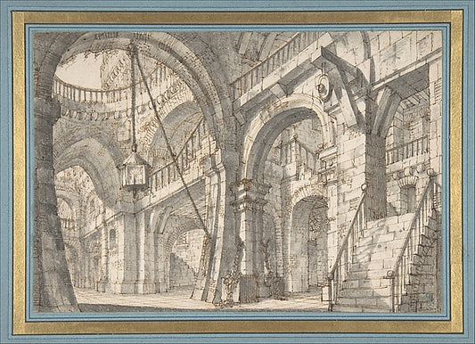 Perspective for a Stage Set with Stairs and Arches 1684–1737-S,16x12"(A3) Poster
