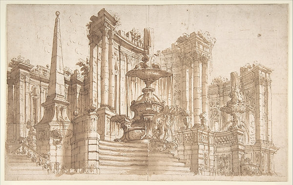 Design for a Stage Set -  Semi-Circular Architectural Ruins  Fou,  Poster Print Wall Art