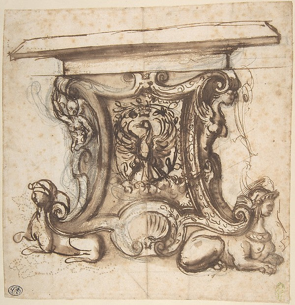 Design for the End Pier of a Table 1537–91-Giovanni Battista N,  Poster Print Wall Art