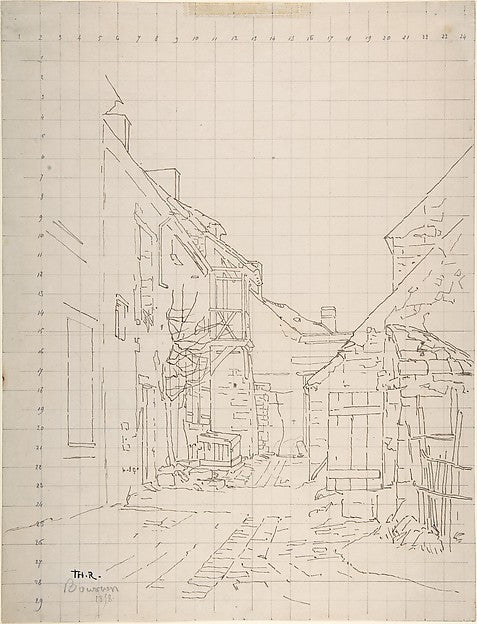 An Alleyway between Houses 1858-Attributed to Théodore Roussea,  Poster Print Wall Art