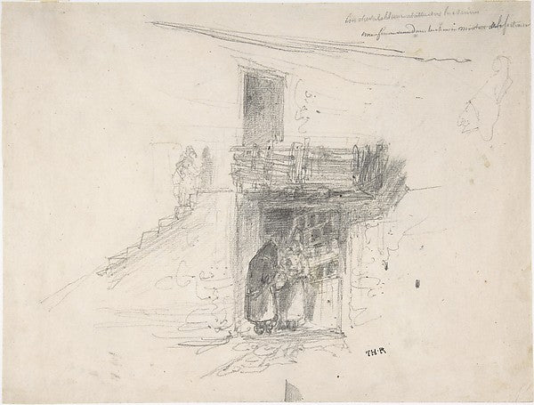 Two Women Talking in a Doorway 1830–31-Théodore Rousseau,  Poster Print