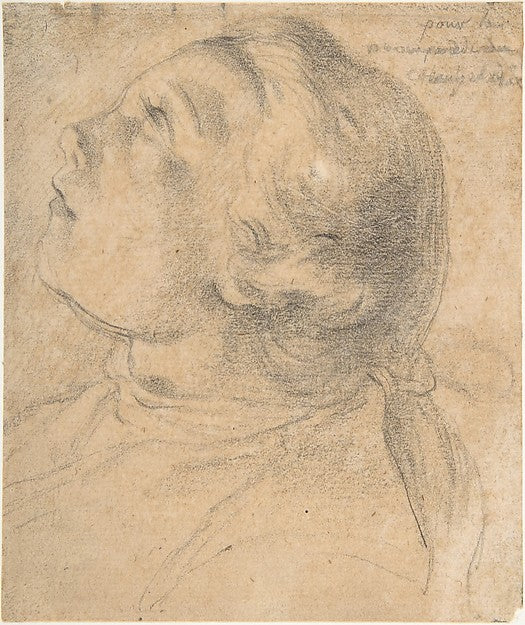 The Upturned Head of a Young Boy in Profile-Attributed to Gabr,16x12"(A3) Poster