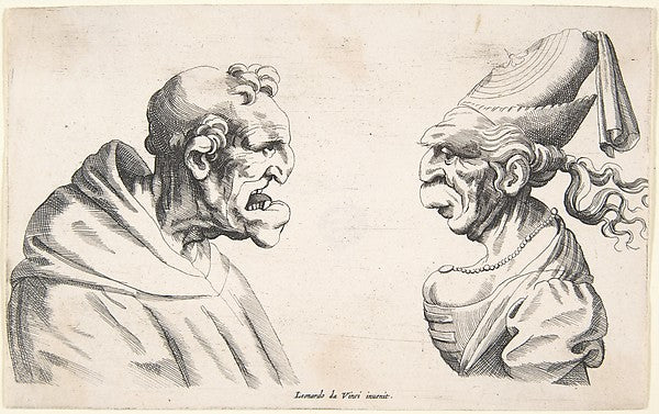 Two Grotesque Heads 1640s-Anonymous,Netherlandish,17th cent,,  Poster Print Wall Art