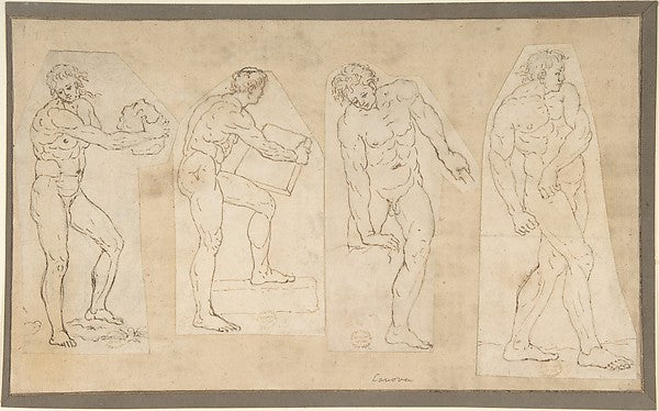 Four Studies of Nude Men 1757–1822-Anonymous, Italian, early 1,16x12"(A3) Poster