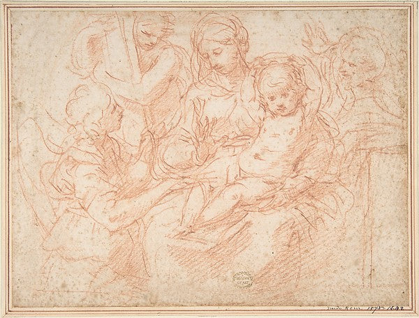 The Holy Family with Angels Bearing Symbols of the Passion 161,16x12"(A3) Poster