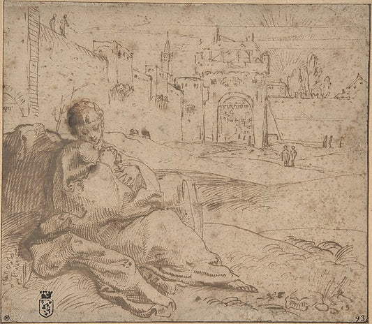 The Virgin and Child Resting Outside a City Gate 1560–1609-Ann,16x12"(A3) Poster