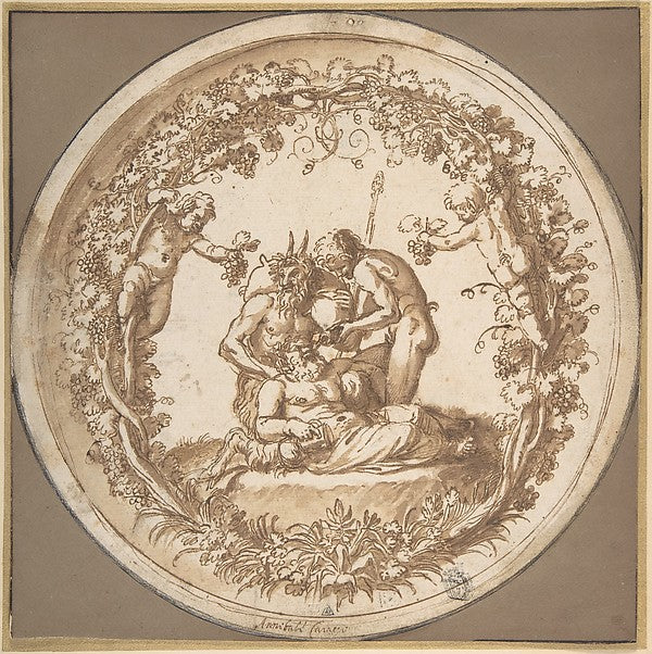 The Drunken SiIenus: Design for the "Tazza Farnese" 1599–1600,16x12"(A3) Poster
