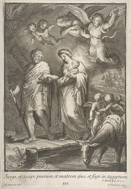 The Flight into Egypt 1700–-Francesco Polanzani ), After Jacqu,16x12"(A3) Poster