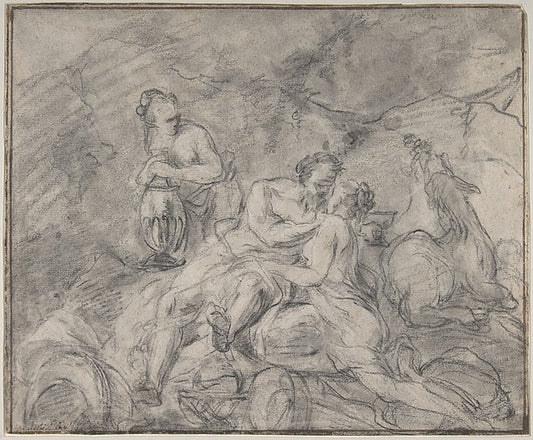 Lot and His Daughters n.d.-Attributed to Nicolas Vleughels,16x12"(A3) Poster