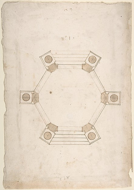 Ground Plan of a Pavillion 16th cent-Anonymous,French,16th c,  Poster Print Wall Art