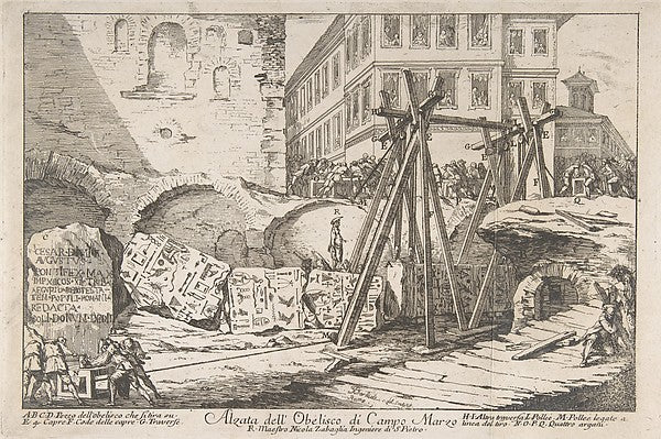 The Excavation of an Obelisk from the Campo Marzo c1749-Jean B, Poster Print