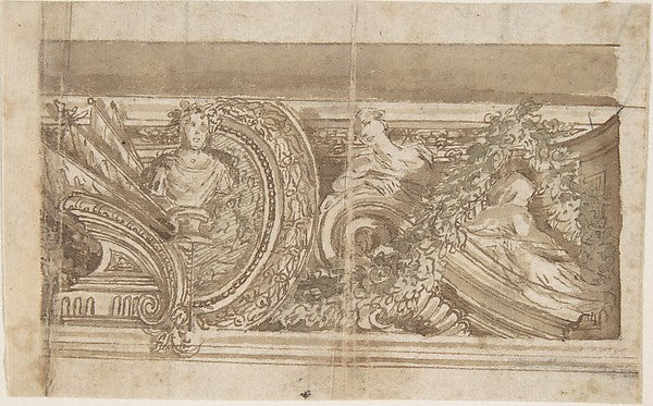 Design for Part of a Decorated Cornice 17th cent-Anonymous,Fr,  Poster Print Wall Art