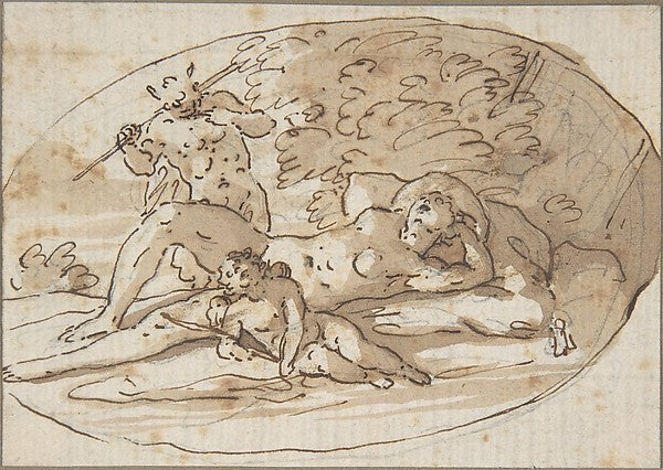 Design for a Vignette with a Nymph Surprised by a Satyr second, Poster Print