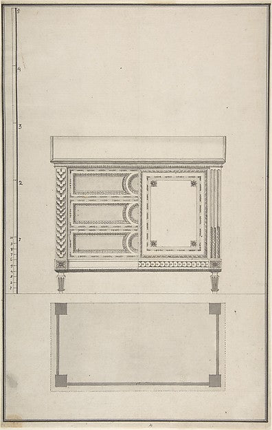 Design for a Chest of Drawers 18th cent-Anonymous,French,18t,  Poster Print Wall Art
