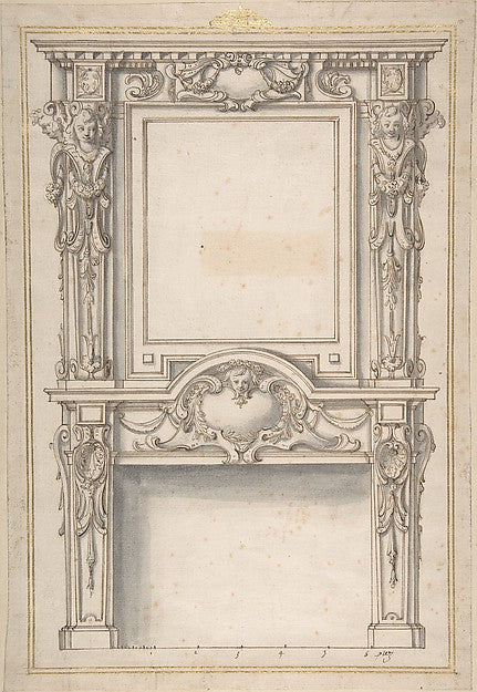 Design for a Fireplace 1633 or after-Anonymous,French,17th c, Poster Print