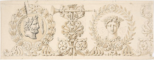 Classical Frieze with Head of Demosthenes 18th cent-Anonymous,,16x12"(A3)Poster