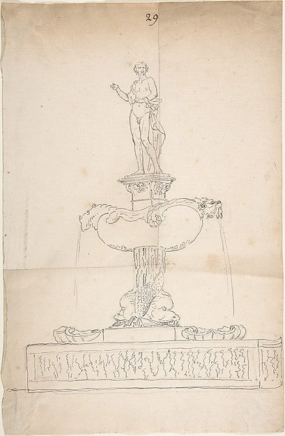 Sketch of Fountain 18th cent-Anonymous,French,18th cent,  Poster Print Wall Art