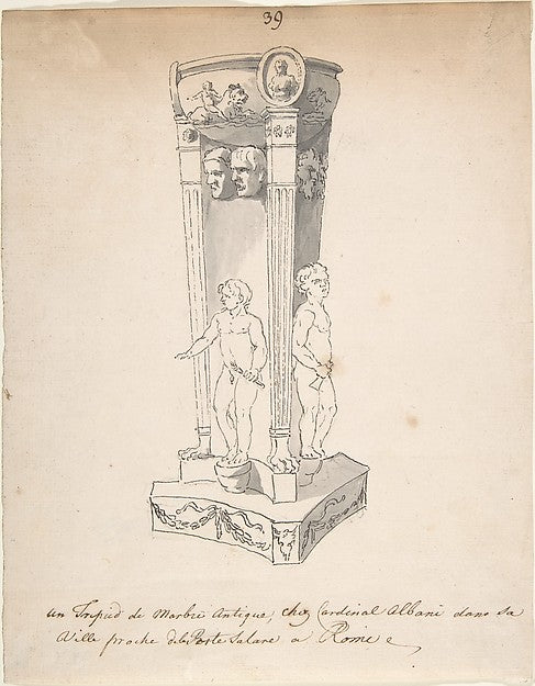 Drawing of Antique Tripod 18th cent-Anonymous,French,18th ce,  Poster Print Wall Art