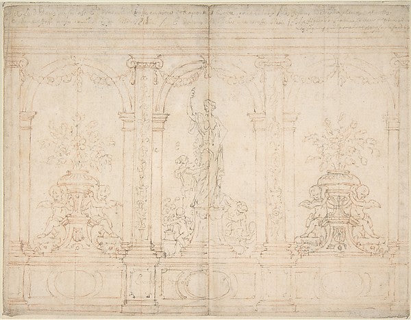 Wall Elevation with Three Arches-Anonymous,French,18th cent,16x12"(A3)Poster