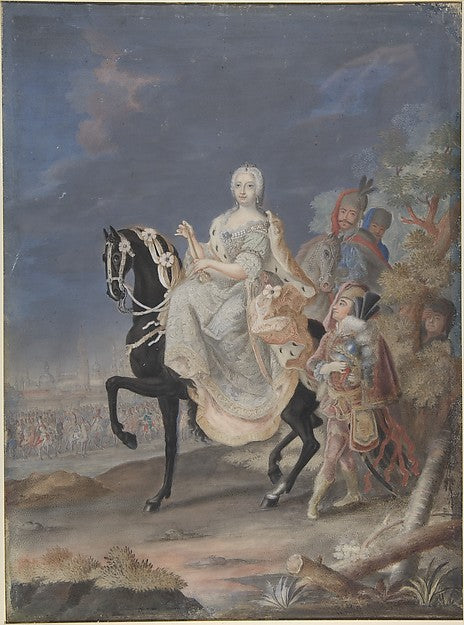 Portrait of a Russian Empress on horseback 18th cent-Anonymous,  Poster Print Wall Art