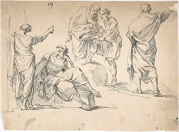 Sheet of Male Figure Studies 18th cent-Anonymous,French,18th,  Poster Print Wall Art